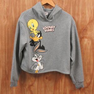 LOONEY TOONS Warner Bros Cropped Hoodie Sweatshirt Juniors S 3-5 Bugs Tweety NWT